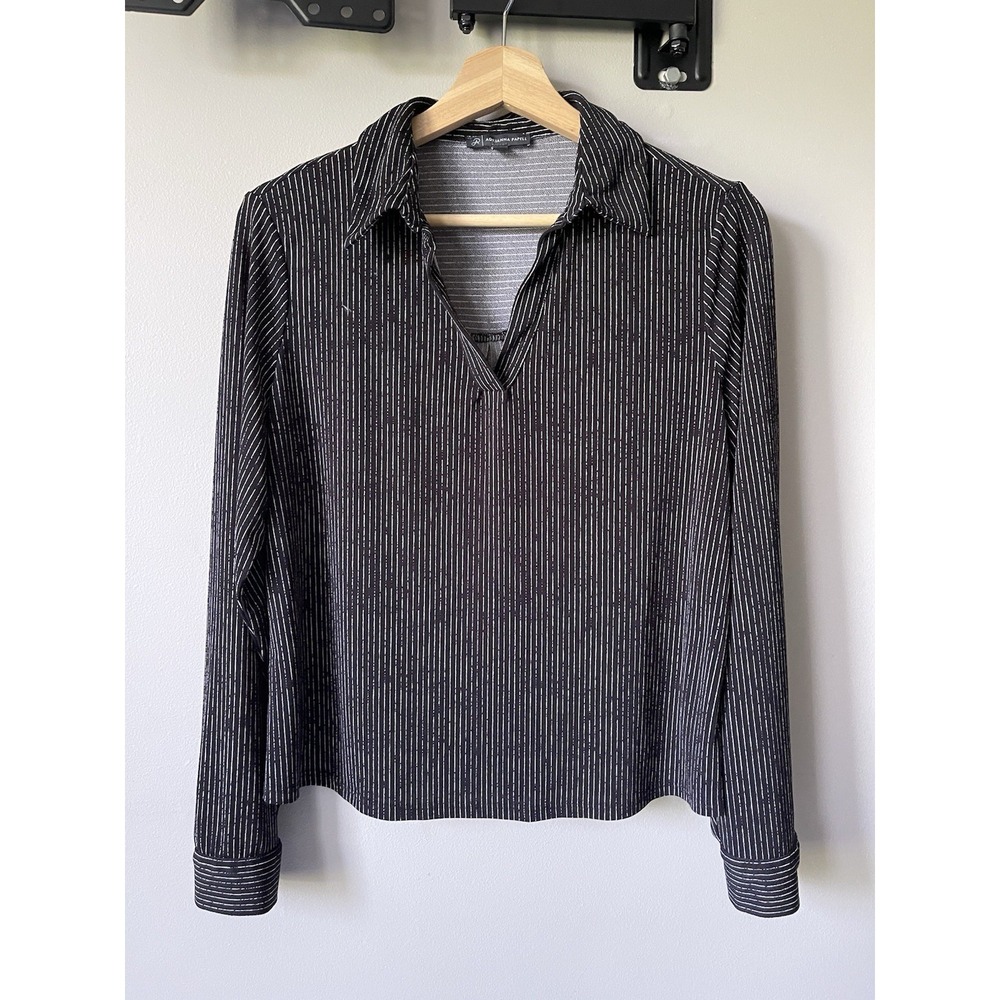 Women's Long Sleeve Striped Shirt Size L By Adrianna Papell